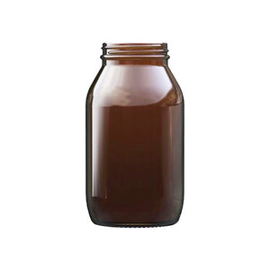 500ml amber glass powder jar measuring 159.8mm in height and 82.6mm in diameter