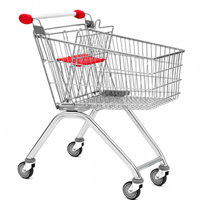 90L compact steel retail shopping trolley with swivel castors