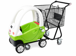 Chariot de courses 100L avec voiture pour enfants à bord
