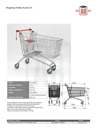 Chariot de courses ultra-capacité 215L – Série Avant