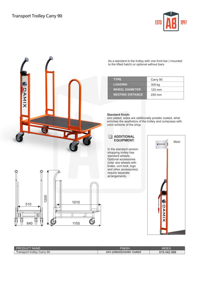 Chariot de transport Carry 90 – Chariot robuste avec plateforme en contreplaqué