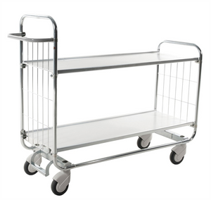 Series 8000 electrogalvanised shelving trolley with central lock system and 250 kg capacity