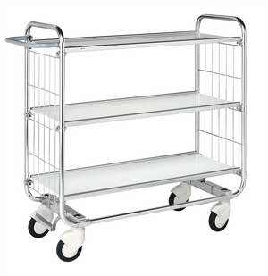 Series 8000 electrogalvanised steel shelving trolley with central lock and 250 kg load capacity