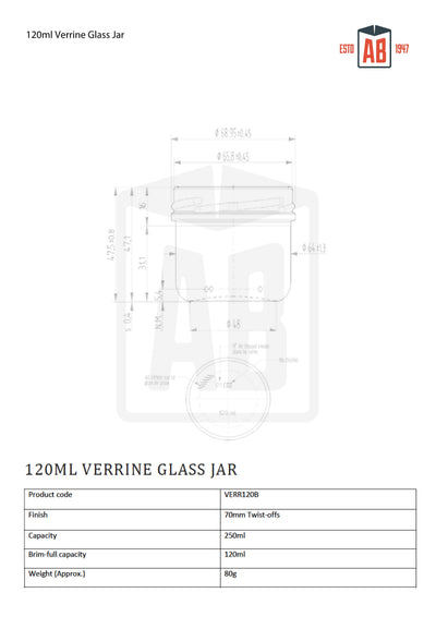 Pot en verre Verrine 120ml