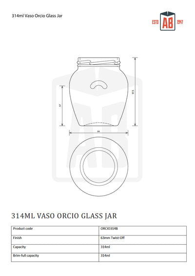 314ml Vaso Orcio Pot en Verre