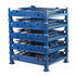 Collapsible Cage Pallet - Blue Steel Mesh Four-Piece Stacking Pallet Converter