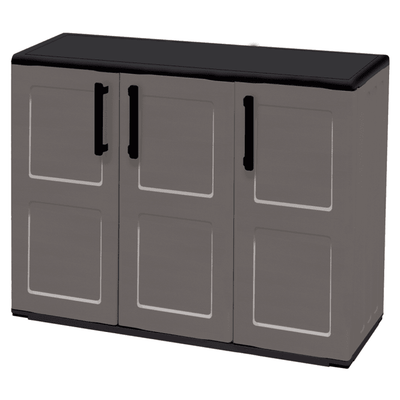 Compact Plastic Utility Cupboard – Double Door Free-Standing Storage Cabinet