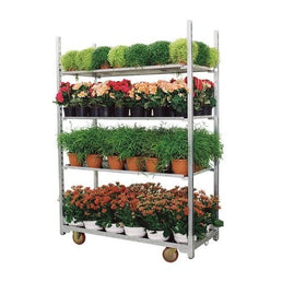 Chariot de plantes danois avec 3 étagères – Cadre en acier galvanisé – 1350x565x1900mm