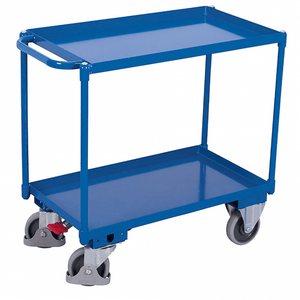 Heavy Duty Steel 2 Shelf Tray Trolley with Brake, 400kg Capacity