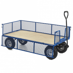 Industrial Turntable Platform Trolley with Plywood Base & Mesh Sides – 1500 x 750mm, 500kg