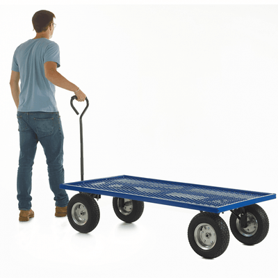 Industrial Turntable Platform Trolley Flat Bed with Mesh Base – 1500 x 750mm, 500kg