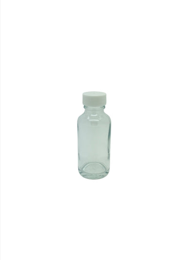 30ml (1oz) Clear Round Glass Mini Empty Bottle with 20mm R3 Cap - Pack of 126