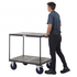Heavy Duty 2 Shelf Tray Trolley, Steel & Timber Shelves, 600kg Load Capacity