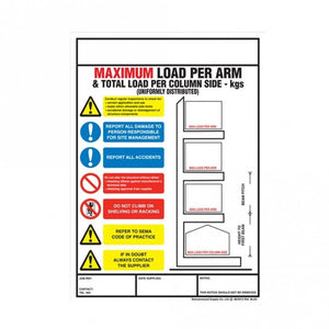 Cantilever Racking Weight Load Notice Sign 254 x 356mm Semi-Rigid PVC