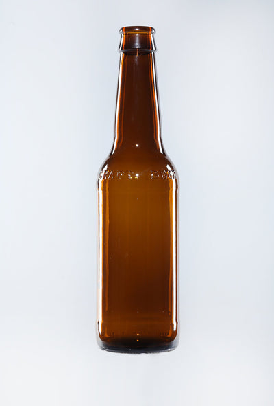 Bouteille de bière ambrée à col couronné de 330 ml