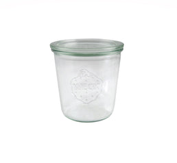 Bocal en verre Weck de 580 ml avec couvercle, clips et anneaux