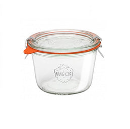 Bocal en verre Weck de 370 ml avec couvercle, anneau et clips