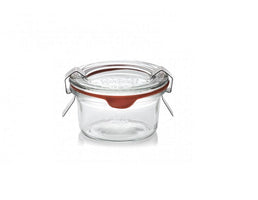 Bocal en verre Weck de 50 ml avec couvercle, anneau et clips